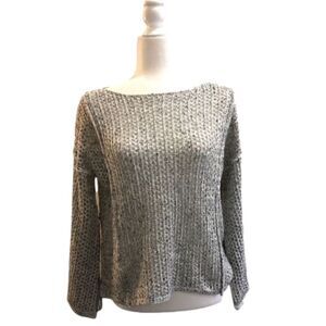 POL Open Mesh Crochet Sweater BLK/lightGrey